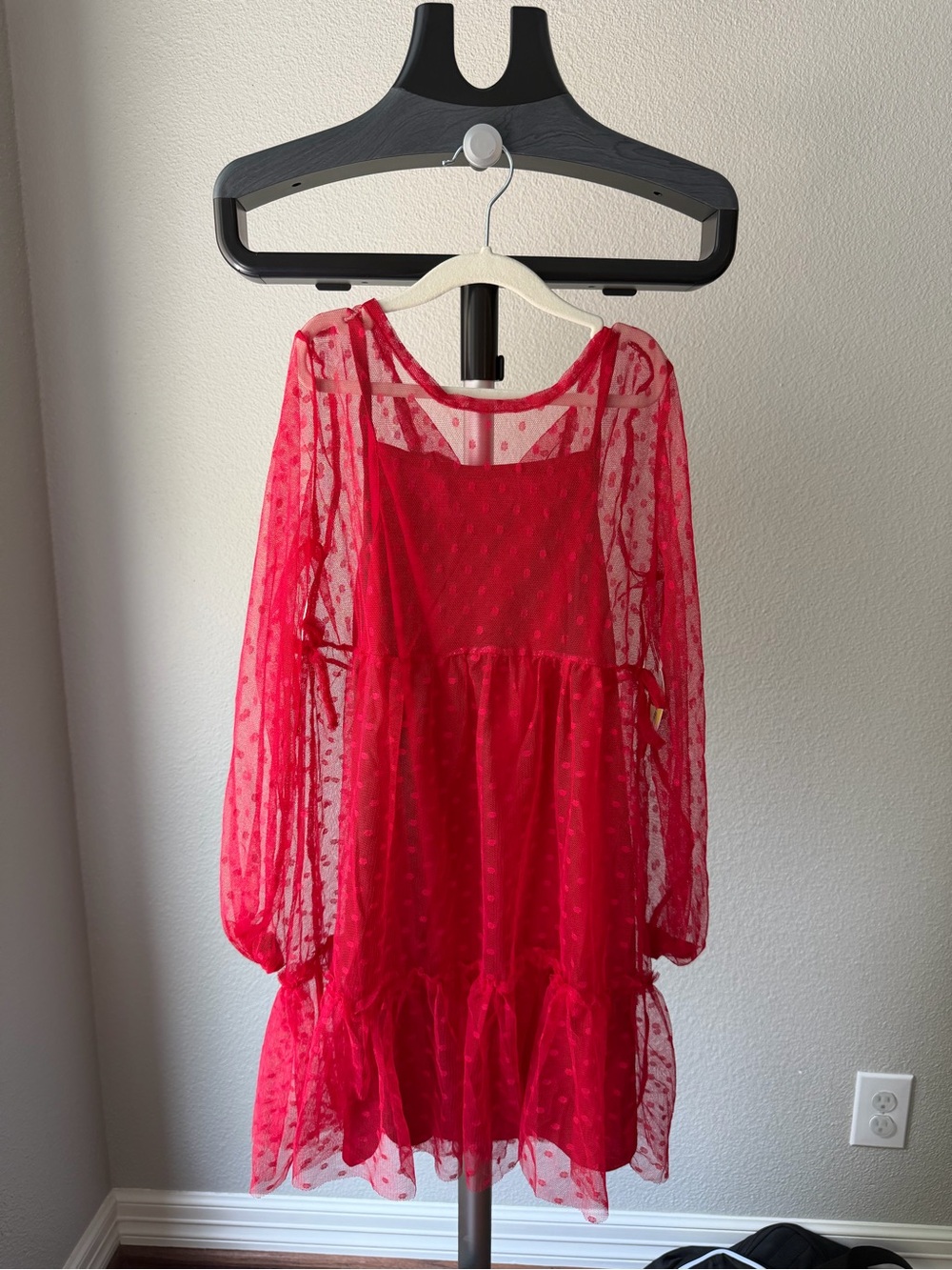 Epic Threads Red Sheer Dot Tiered Dress for Girls